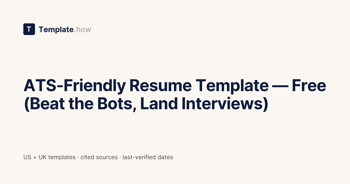 ATS-Friendly Resume Template — Free (Beat the Bots, Land Interviews ...