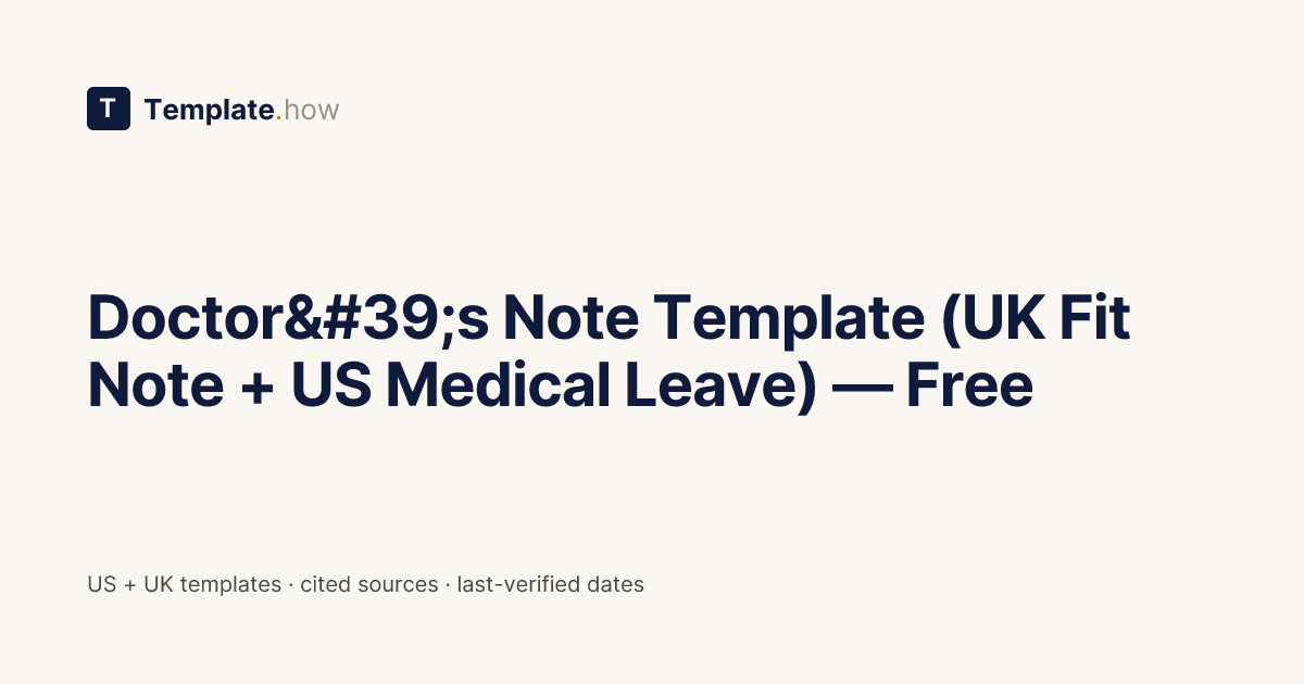 Doctor's Note Template (UK Fit Note + US Medical Leave) — Free ...