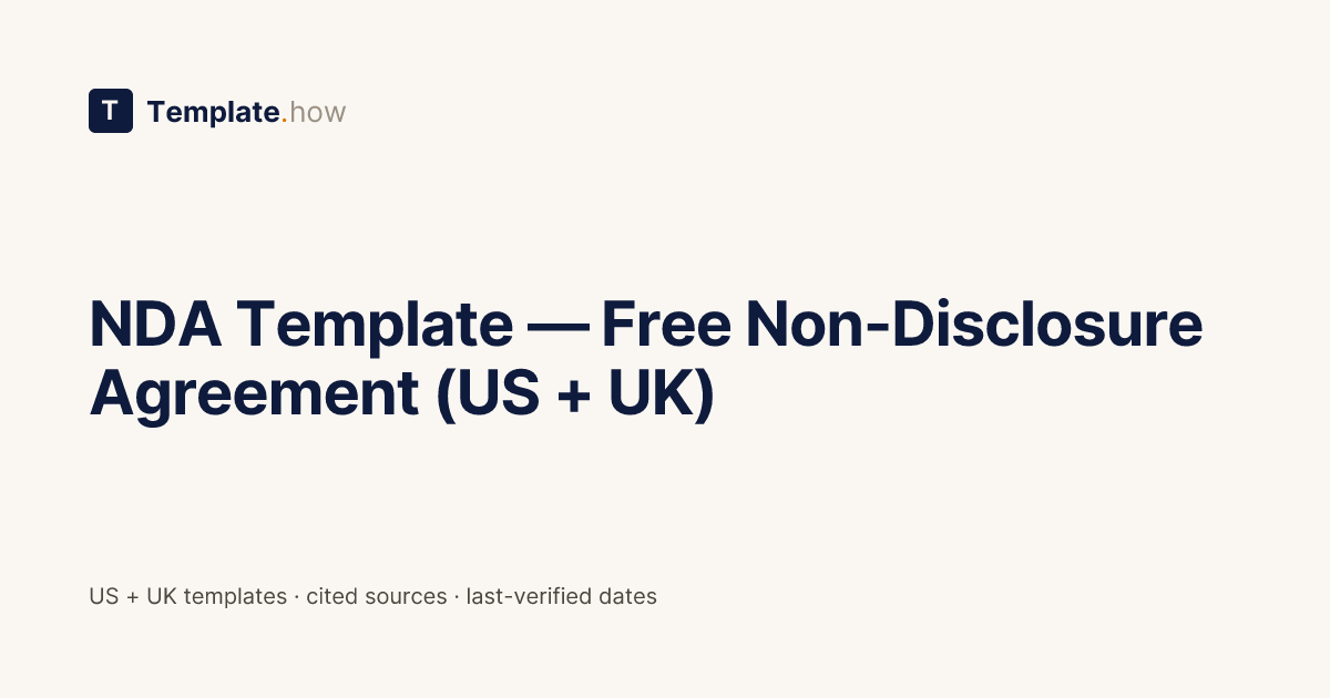 NDA Template — Free Non-Disclosure Agreement (US + UK) | Template.how