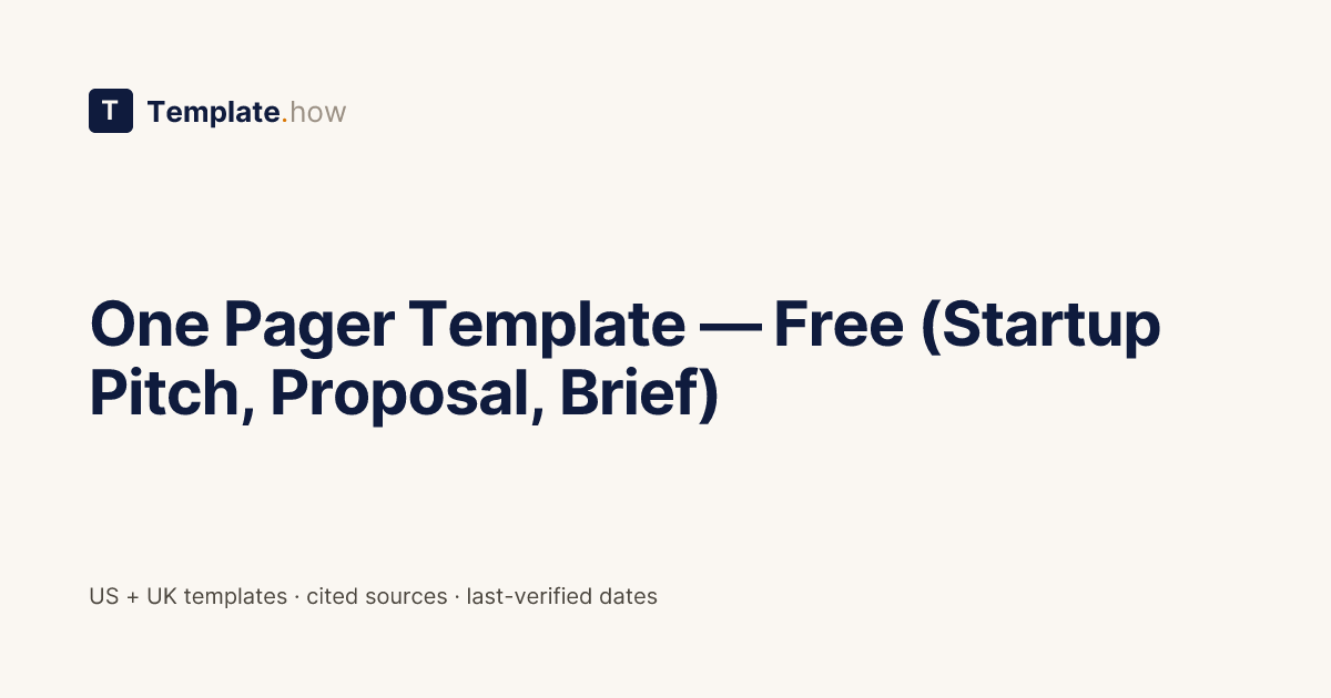 Shell One Pager One Pager Template — Free (Startup Pitch, Proposal, Brief) | Template.how